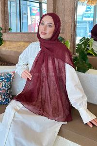 Lamelif Müslin Şal Koyu Bordo