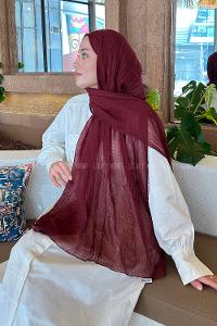 Lamelif Müslin Şal Koyu Bordo