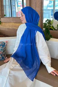 Lamelif Müslin Şal Saks Mavisi
