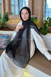 Black Cotton Fabric Straight Shawl