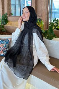 Black Cotton Fabric Straight Shawl