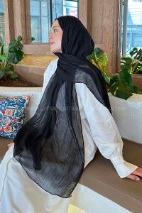 Black Cotton Fabric Straight Shawl