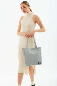 Lamelif 4 Bölmeli Çıtçıtlı Kol Çantası Kadın Gri