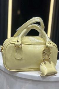 Lamelif Charm Detaylı Fermuarlı Ayarlanabilir Askılı El, Kol ve Omuz Çantası Sarı