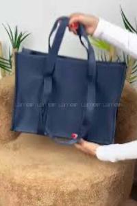 Lamelif Fermuarlı Kadın El ve Omuz Çantası Lacivert