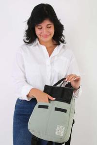 Lamelif Kapaklı Üç Bölmeli Kadın Sırt Çantası Çağla Yeşili