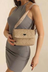 Lamelif Kapitone Desenli Cüzdan Aksesuarlı Kadın Çanta Vizonrengi