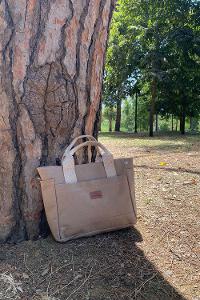 Lamelif Çok Cepli Kanvas Kadın Omuz Çantası Vizonrengi