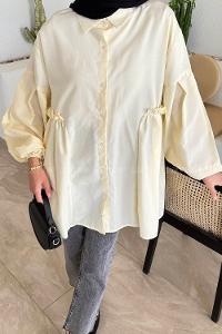 Yellow Shirt Collar Linen Tunic