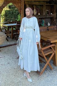 White Mandarin Collar Modal Dresess