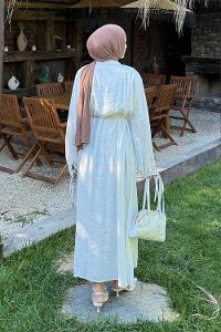 White Mandarin Collar Modal Dresess