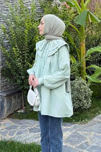 Mint Green-1 Shirt Collar Long Arm Cotton Shirt