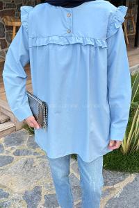 Blue Normal Neck Cotton Fabric Unprinted Tunic