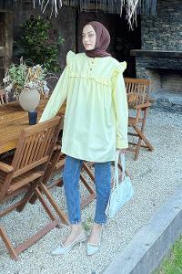 Yellow Normal Neck Cotton Fabric Unprinted Tunic