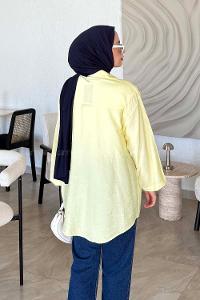 Lamelif Bağlama Detaylı Pareo Kimono Sarı