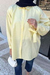 Lamelif Kol Detaylı Gömlek Sarı