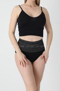 Black Combed Fabric Scanties