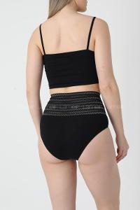 Black Combed Fabric Scanties