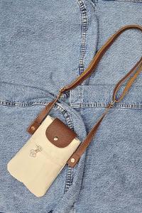 Lamelif Su Geçirmez Telefonluk Cüzdan Çanta Krem