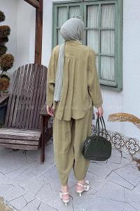 Lamelif Modal Gömlek-Pantolon Takım Haki