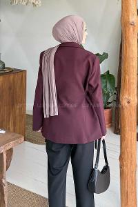 Lamelif Yandan Bağlamalı Ceket Bordo