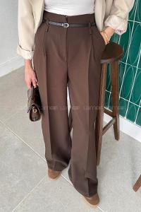 Bitter Brown Lycra Polyester High Waist Material Pants