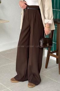 Bitter Brown Lycra Polyester High Waist Material Pants