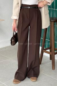 Bitter Brown Lycra Polyester High Waist Material Pants