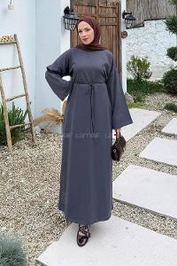 Anthracite Mock Turtle Neck Cotton Dresess