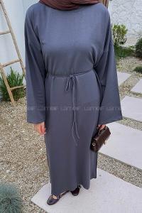 Anthracite Mock Turtle Neck Cotton Dresess