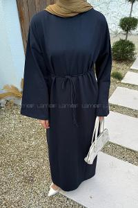 Navy Blue Mock Turtle Neck Cotton Dresess