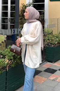 Cream V Neck Long Arm Cotton Atlas Cardigan