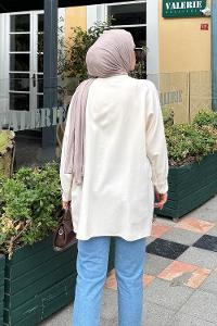 Cream V Neck Long Arm Cotton Atlas Cardigan