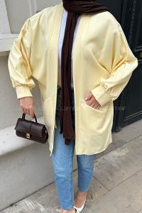 Yellow V Neck Long Arm Cotton Atlas Cardigan