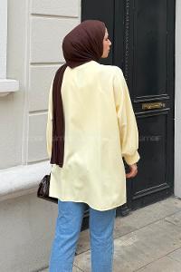 Yellow V Neck Long Arm Cotton Atlas Cardigan