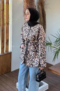 Lamelif Leopar Desenli Kaban