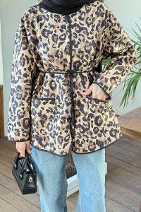 Lamelif Leopar Desenli Kaban