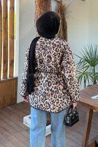 Lamelif Leopar Desenli Kaban