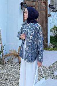 Lamelif Payet Detaylı Kot Ceket Kot Mavisi