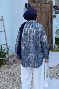 Lamelif Payet Detaylı Kot Ceket Kot Mavisi