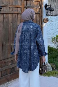 Lamelif Payetli Kot Ceket Kot Mavisi