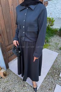 Lamelif Çıt Çıt Detaylı Oysho Takım Antrasit