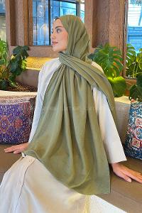 Lamelif Comfort Pamuk Şal Asker Yeşili