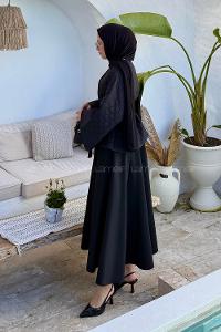 Lamelif Scuba Etekli İkili Takım Siyah