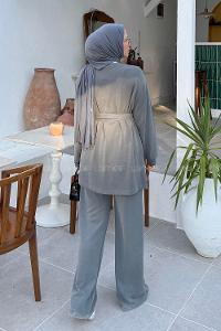 Lamelif Oysho Bağlama Detaylı İkili Takım Antrasit