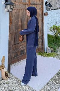 Lamelif Oysho Bağlama Detaylı İkili Takım Lacivert