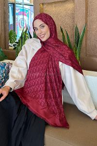 Lamelif Dior Desen Kaşmir Çift Taraflı Şal Bordo
