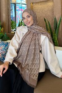 Brown Cotton Fabric Cashmere Striped Printed Shawl