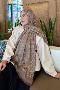 Brown Cotton Fabric Cashmere Striped Printed Shawl