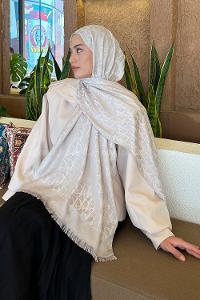 Lamelif Dior Desen Kaşmir Çift Taraflı Şal Taş